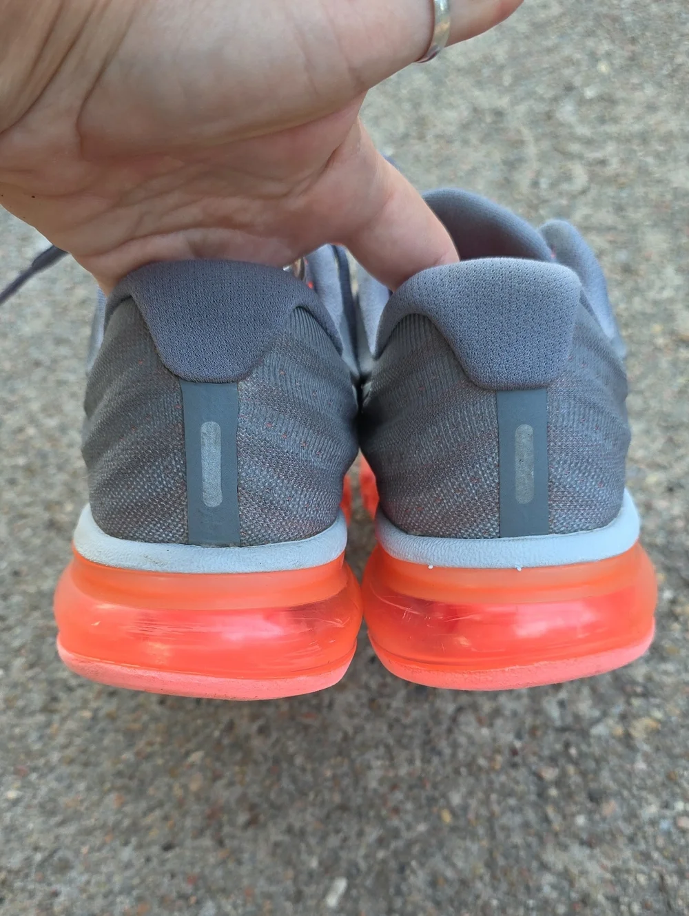 Nike Air Max 2017 Womens Running Athletic Sneakers Size 9 Grey Hot Lava
